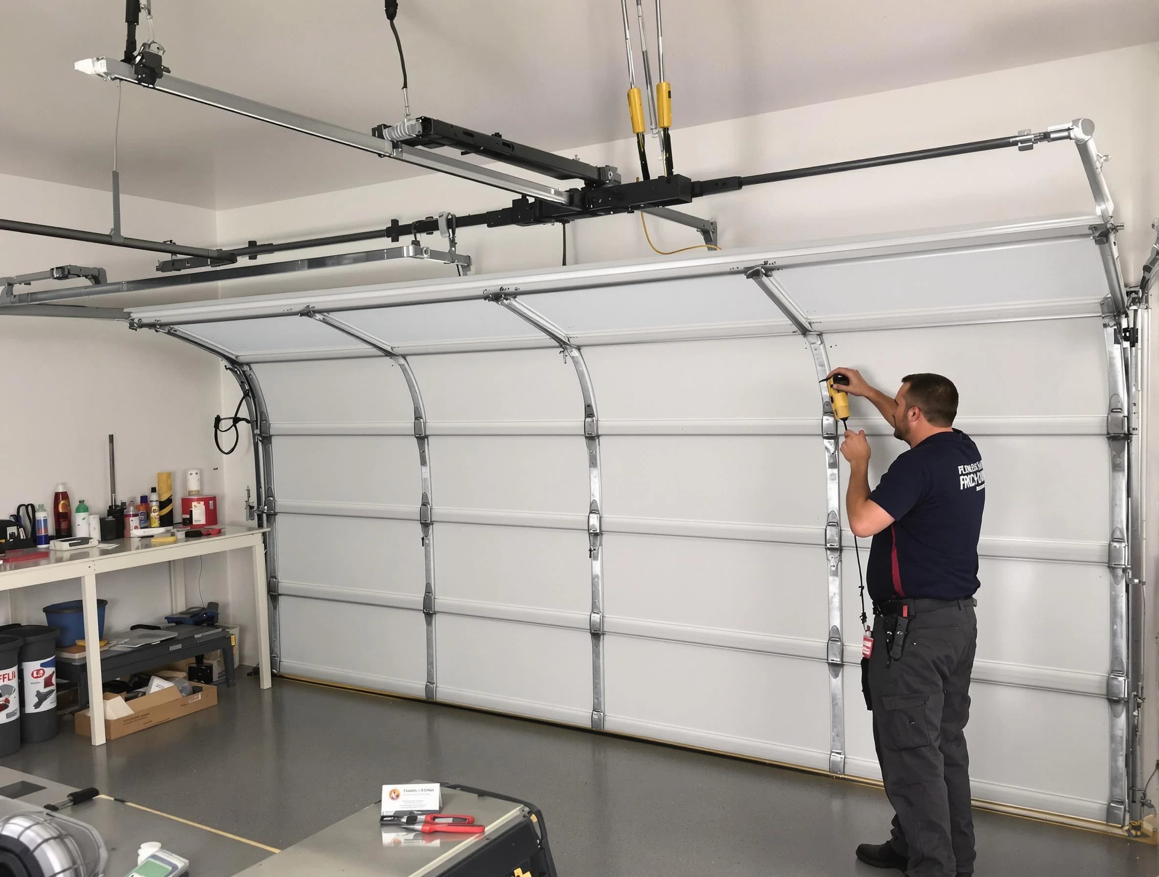 East Basin Garage Door Repair certified technician performing overhead door system repair in East Basin