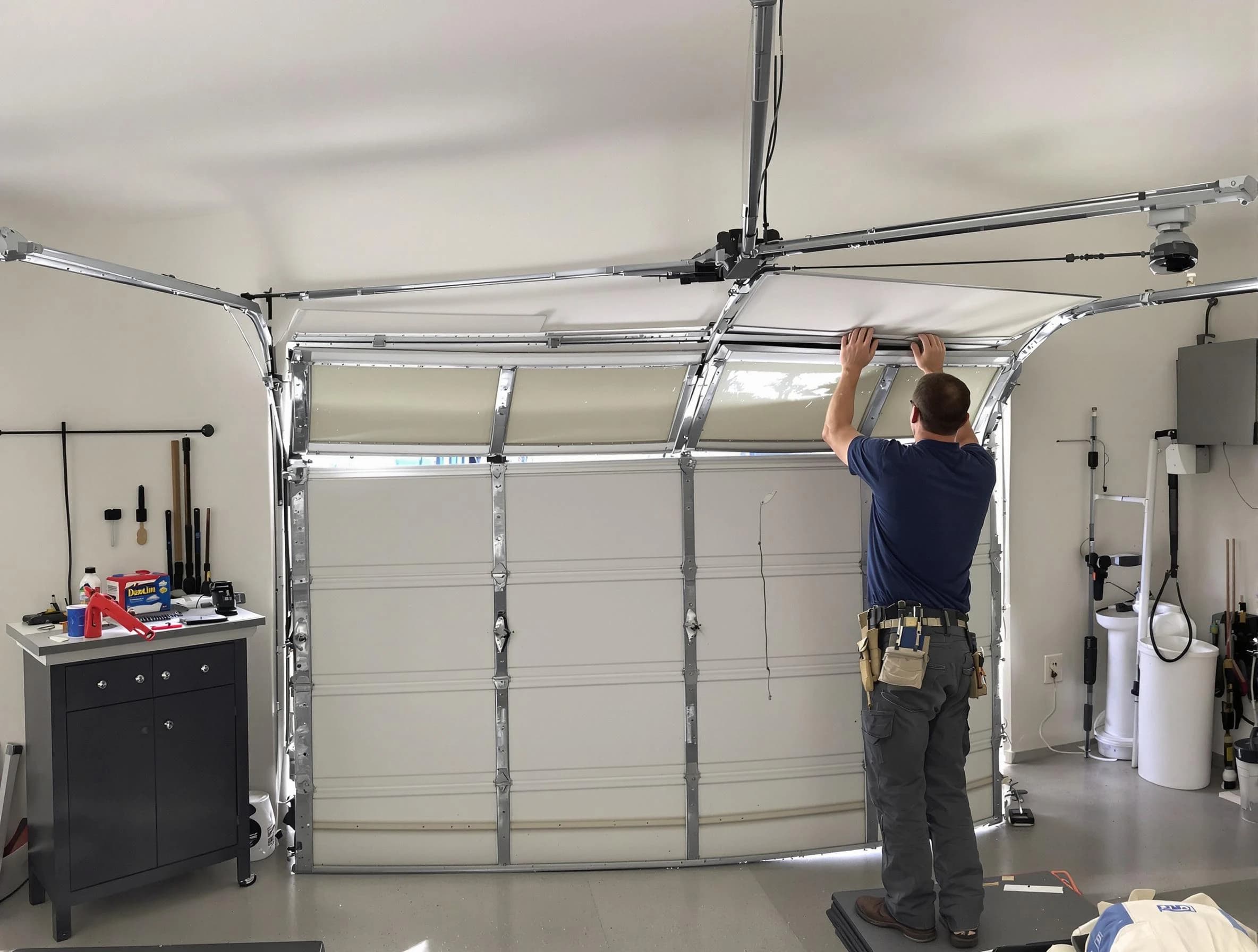 East Basin Garage Door Repair specialist performing precise section replacement on East Basin garage door