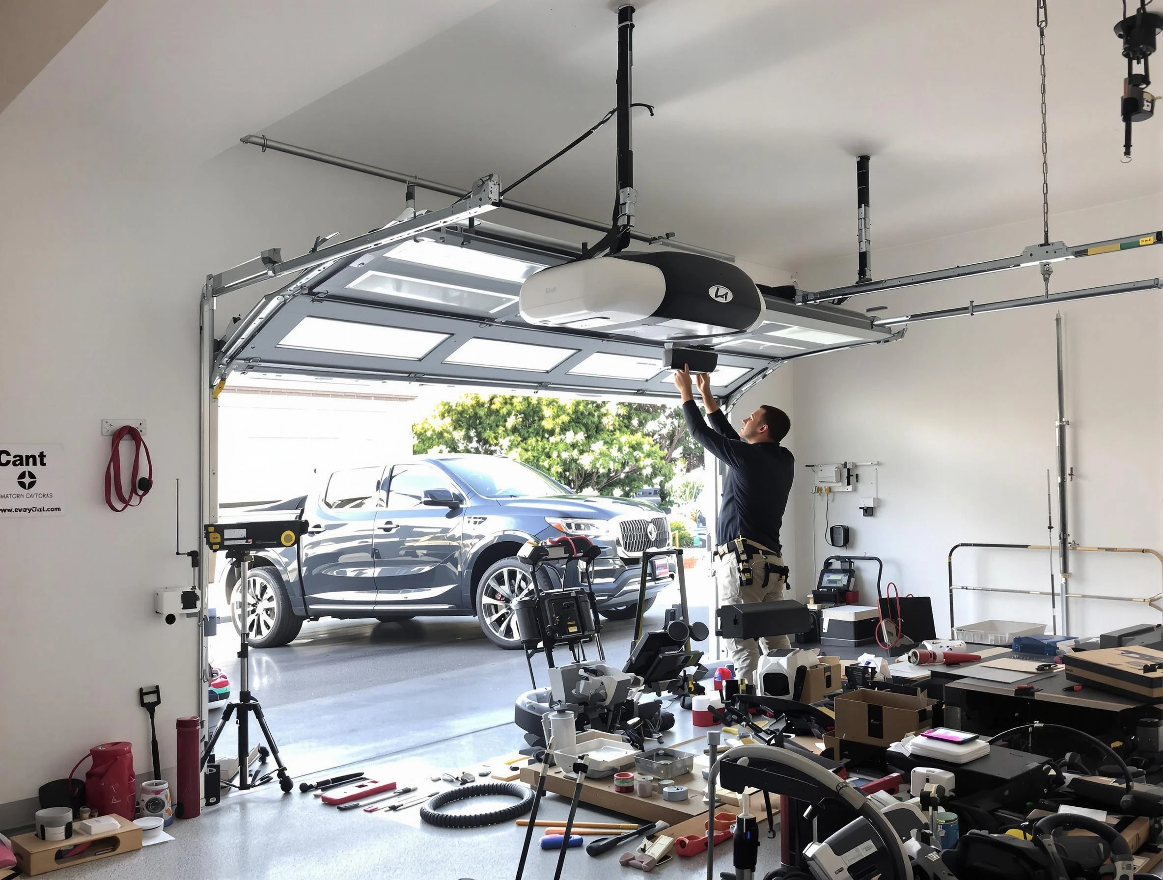 East Basin Garage Door Repair specialist installing smart garage door opener system in East Basin home